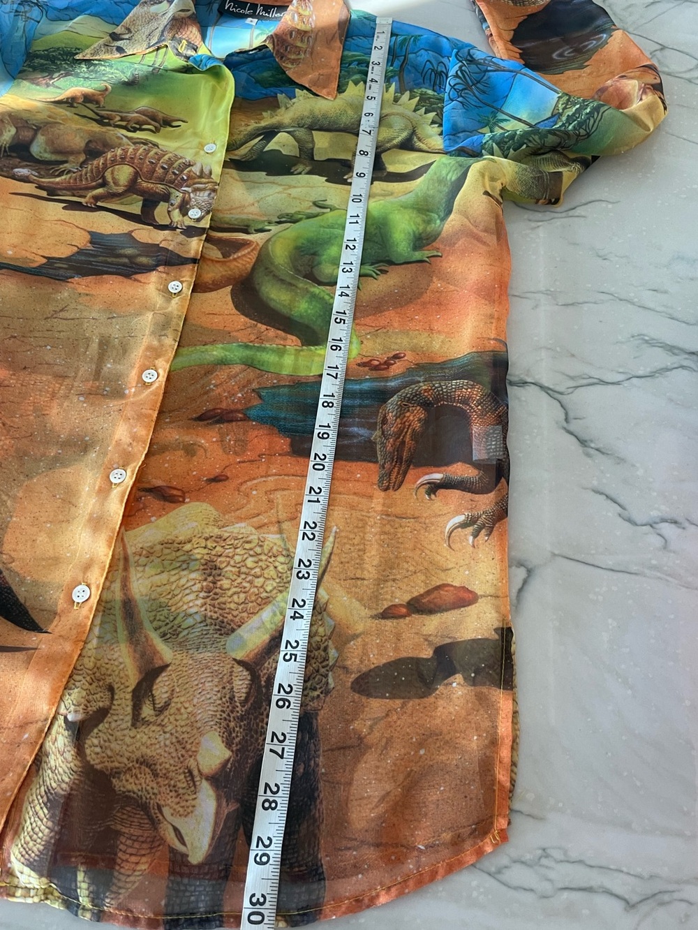 Women’s NICOLE MILLER Vintage Dinosaur Print Button up Shirt-Small - Picture 4 of 8
